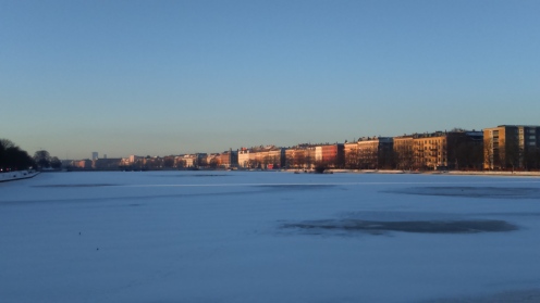 The lakes in Copenhagen frozen over.